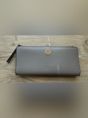 Tory Burch robinson slim wallet - Grey with gold hardware